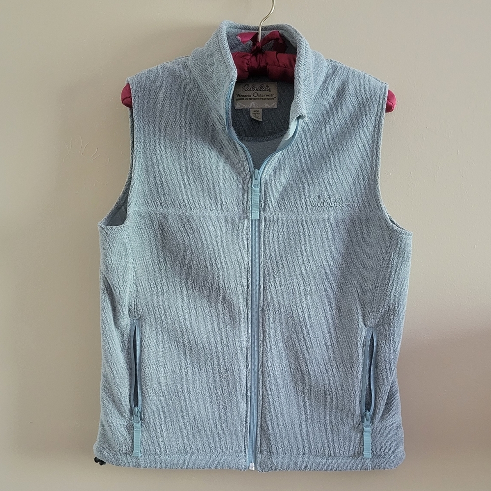 Cabela's Blue Green Vest Classic Full Zipprt Front Design